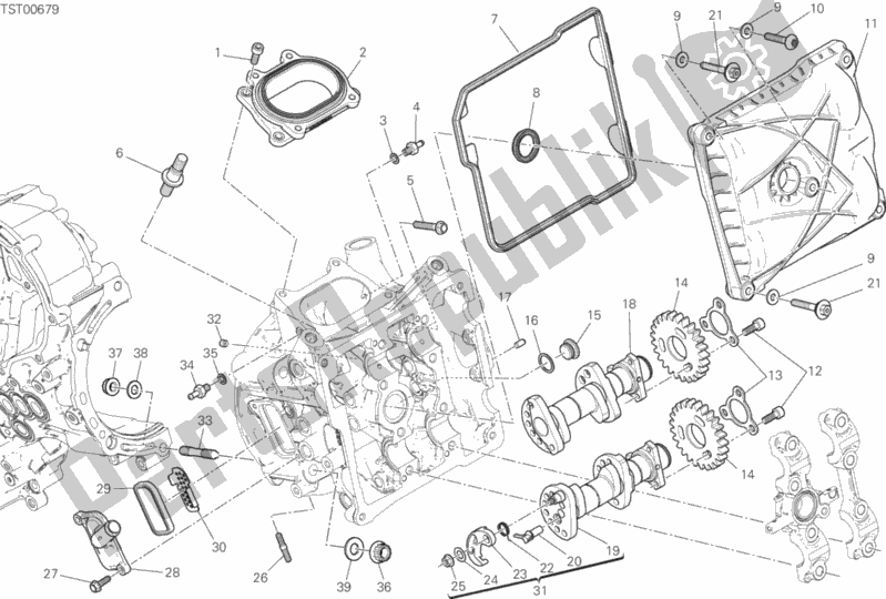 All parts for the Horizontal Head Timing System of the Ducati Superbike Panigale V2 USA 955 2020
